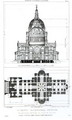 Cross section of St. Pauls Cathedral and plan of the vaults, engraved by C. J. Mathews and G. Gladwin, published in 1823 - (after) Pugin, Augustus Charles