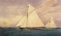 The Racing Yacht Niagara in the Solent, Hurst Point Beyond - Robert Pritchett