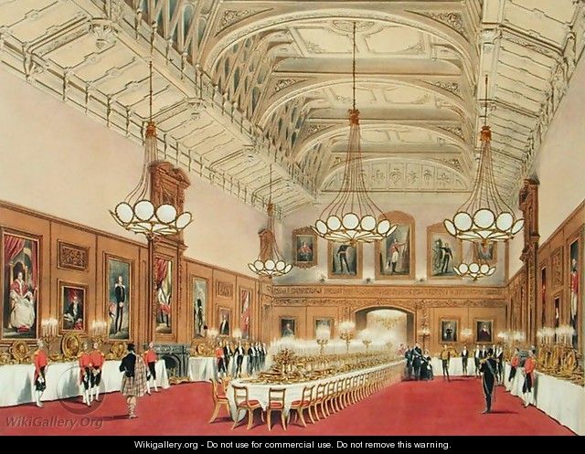 The Waterloo Gallery, Windsor Castle, on the visit of the Emperor of Russia, 1838 - James Baker Pyne
