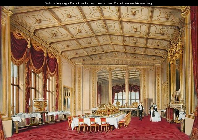 The Private Dining Room, Windsor Castle, from Windsor and its Surrounding Scenery, 1838 - James Baker Pyne