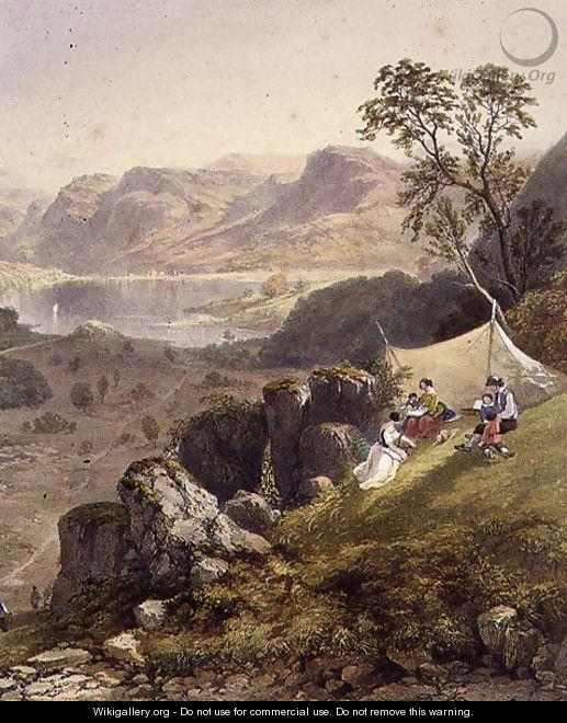 Thirlmere and Wythburn, detail of a sketching party, from The English Lake District, 1853 - James Baker Pyne