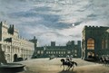 State arrival of a royal visitor, the Quadrangle by moonlight, Windsor Castle, 1838 - James Baker Pyne