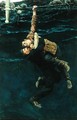He Lost his Hold and Fell, Taking Me with him, from The Grain Ship by Morgan Robertson, published in Harpers Monthly Magazine, March 1909 - Howard Pyle