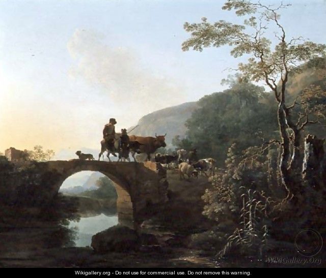Bridge in an Italian landscape - Adam Pynacker