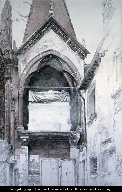 The Tomb of Cangrande I d.1329, Santa Maria Antica, Verona - John Ruskin