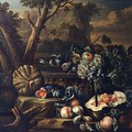 Still Life of Fruit in a Landscape - (circle of) Ruoppolo, Giovanni-Battista