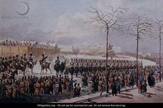 The Insurrection of the Decembrists at Senate Square, St. Petersburg on 14th December, 1825 - Anonymous Artist