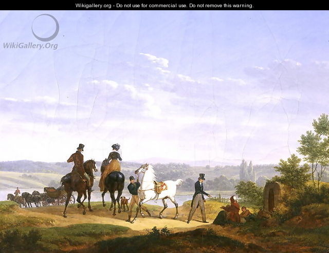 Landscape with Figures and Horses - Bernard Edouard Swebach