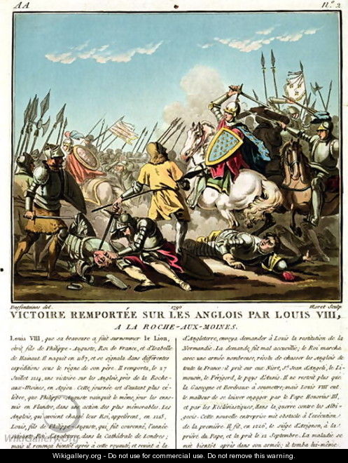 Victory Gained Over the English by Louis VIII 1187-1226 at La Roche aux-Moines, engraved by Jean Baptiste Morret fl. 1790-1820, 1790 - (after) Swebach, Jacques Francois Joseph