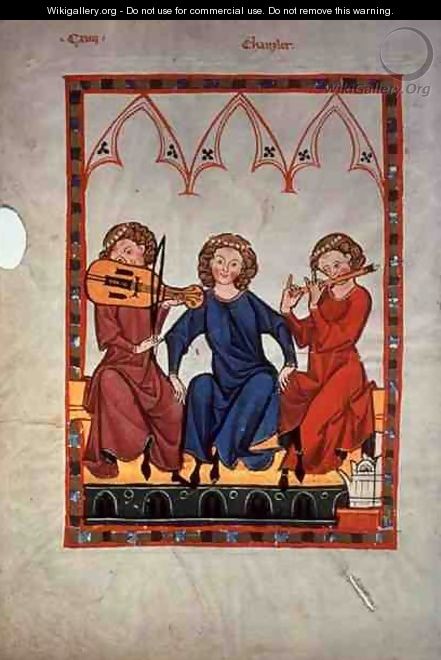 Musicians, from the Manasse Codex, a collection of courtly love songs, c.1300-20 - Anonymous Artist