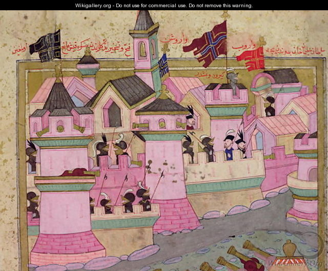 TSM H.1524 Siege of Vienna by Suleyman I 1494-1566 the Magnificent, in 1529, from the Hunername by Lokman, detail of Vienna, 1588 - I the Magnificent Suleyman