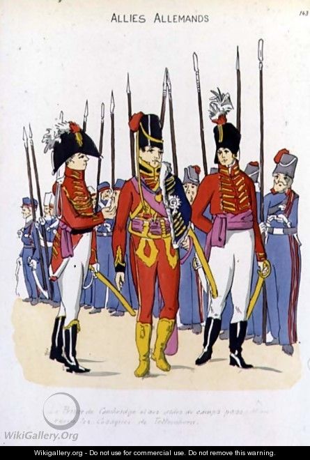 The Duke of Cambridge and His Aides de Camps Reviewing the Troops by Christoph Suhr 1771-1842 - Christoph Suhr