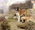 Two St. Bernards in an Alpine Landscape - Leghe Suthers