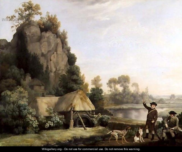 Two Gentlemen Going a Shooting, with a View of Creswell Crags, Taken on the Spot - George Stubbs