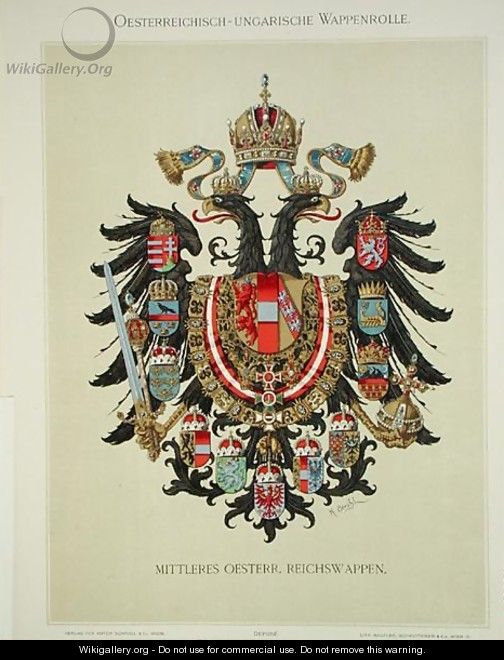 Plate with the coat of arms of the Austro-Hungarian Empire, from Heraldischer Atlas by the artist, 1899 - (after) Strohl, Hugo Gerard
