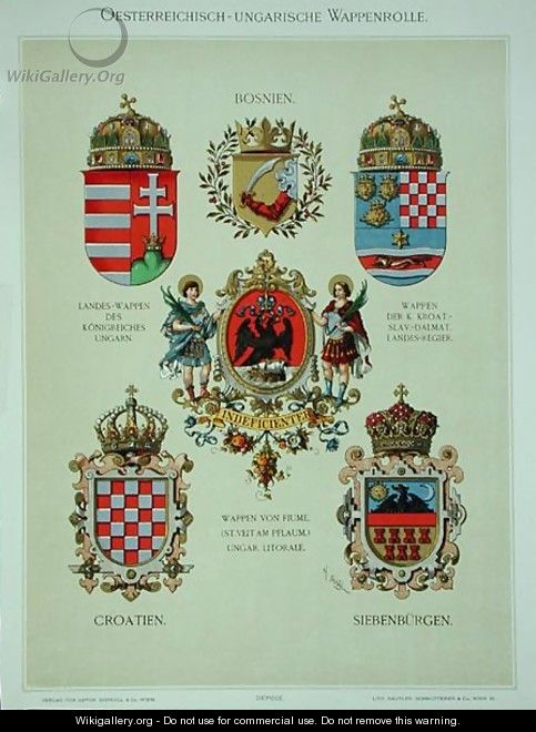 Coats of arms from the Austro-Hungarian Empire, from Heraldischer Atlas by the artist, 1899 - (after) Strohl, Hugo Gerard