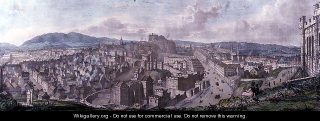 View from the Top of the Calton Hill by Nelsons Monument Looking West, engraved by William Westall 1781-1850 and printed by Charles Joseph Hullmandel 1789-1850 1828 - (after) Stuart, Mary