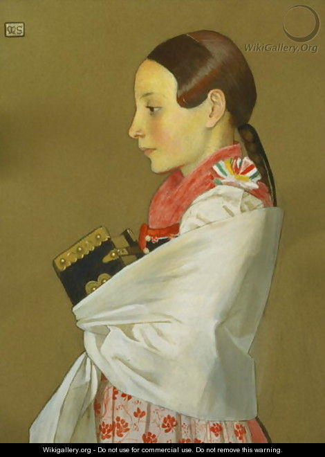 Young Girl of Menguszfalva going to Church, c.1905-07 - Marianne Preindelsberger Stokes Young Girl of Menguszfalva going to Church, c.1905-07 - Marianne Preindelsberger Stokes