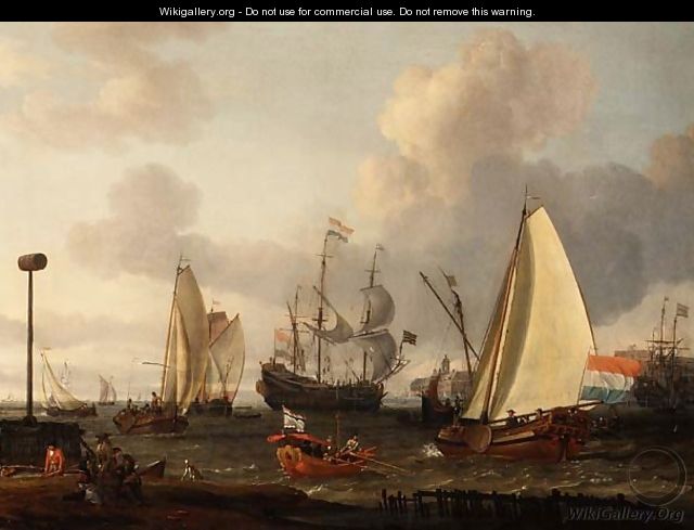 Dutch men-of-war off the coast - Abraham Storck