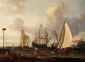 Dutch men-of-war off the coast - Abraham Storck