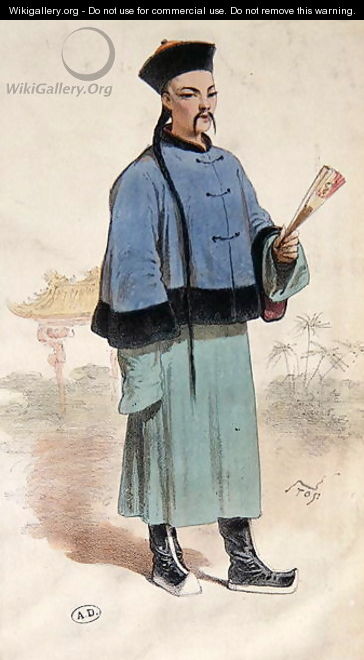 Mandarin in a fur trimmed coat with fan, c.1860 - Louis Morel-Retz Stop