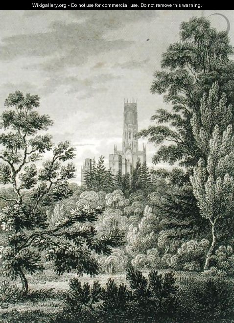 Fonthill Abbey from the American Plantation, published by W. Clarke, New Bond Street, 1812 - James Storer