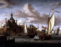 A Zeeland States Yacht Firing a Salute off the Dude Hoofdpoort, Rotterdam - Jacobus Storck