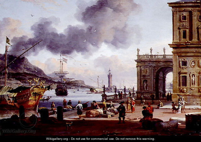 A Mediterranean Harbour Scene - Abraham Storck