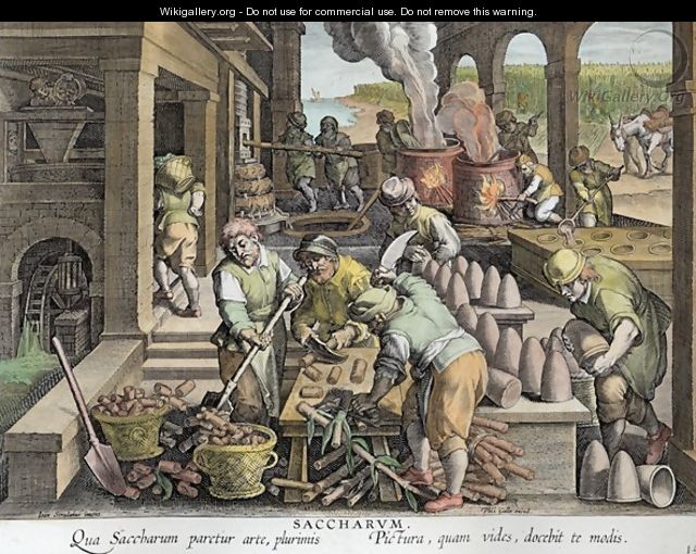 A Sugar Mill and the Production of Sugar Loaves, plate 14 from Nova Reperta New Discoveries engraved by Philip Galle 1537-1612 c.1600 2 - (after) Straet, Jan van der (Giovanni Stradano)