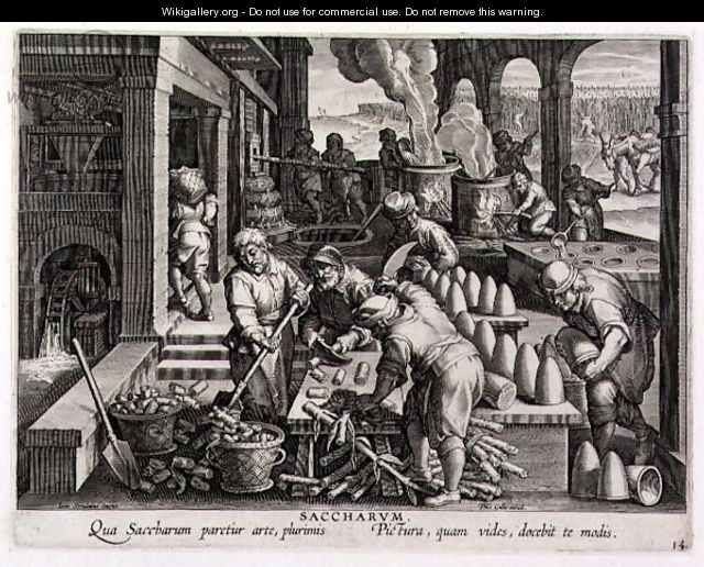A Sugar Mill and the Production of Sugar Loaves, plate 14 from Nova Reperta New Discoveries engraved by Philip Galle 1537-1612 c.1600 - (after) Straet, Jan van der (Giovanni Stradano)