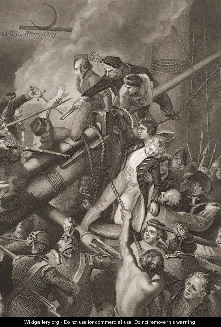 The Death of Captain Faulknor, illustration from Englands Battles by Sea and Land by Lieut. Col. Williams - Thomas Stothard