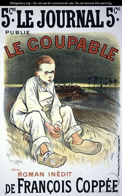 Reproduction of a poster advertising the novel Le Coupable, by Francois Coppee, published in Le Journal, 1896 - Theophile Alexandre Steinlen