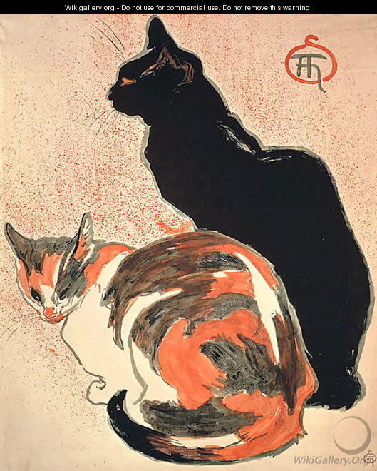 Two Cats. Poster for the Exposition de loeuvre dessine et peint de T.A. Steinlen, 1894 - Theophile Alexandre Steinlen