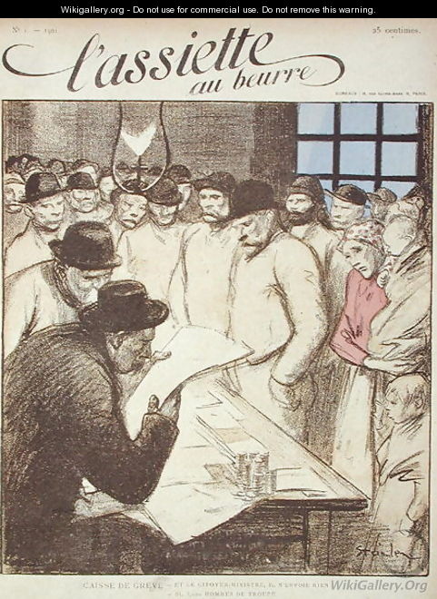 La Caisse de Greve, caricature from the 1st edition of LAssiette au Beurre magazine, Paris 1901 - Theophile Alexandre Steinlen