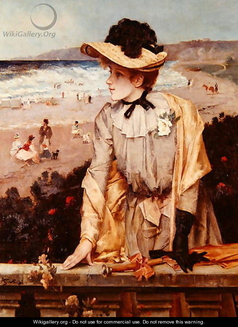 Young Woman at the Beach, or The Parisienne by the Sea - Alfred-Emile-Leopole Stevens