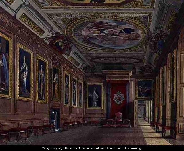 The Kings Presence Chamber, Windsor Castle, from Royal Residences, engraved by W. J. Bennett, pub. by William Henry Pyne 1769-1843, 1818 - James Stephanoff