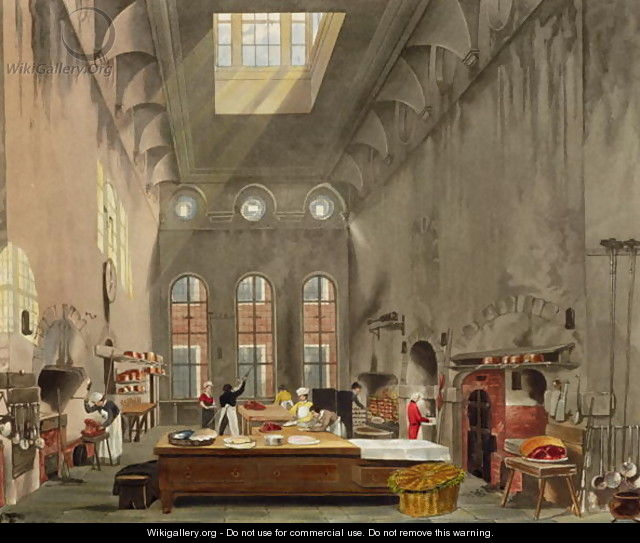 Kitchen, St. Jamess Palace, engraved by William James Bennett 1787-1844 from The History of the Royal Residences by William Henry Pyne 1769-1843 pub. 1819 - James Stephanoff