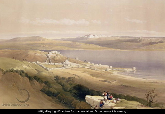 City of Tiberias on the Sea of Galilee, April 22nd 1839, plate 38 from Volume I of The Holy Land, engraved by Louis Haghe 1806-85 pub. 1842 - David Roberts