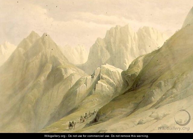 Ascent of the Lower Range of Sinai, February 18th 1839, plate 114 from Volume III of The Holy Land, engraved by Louis Haghe 1806-85 pub. 1849 - David Roberts