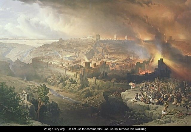 The Destruction of Jerusalem in 70 AD, engraved by Louis Haghe 1806-85 - David Roberts