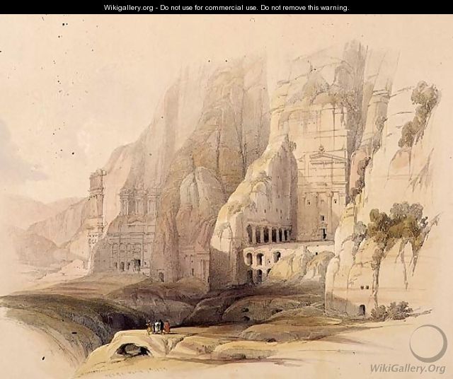 Excavated Mansions of Petra, March 7th 1839, plate 103 from Volume III of The Holy Land, engraved by Louis Haghe 1806-85 pub. 1849 - David Roberts