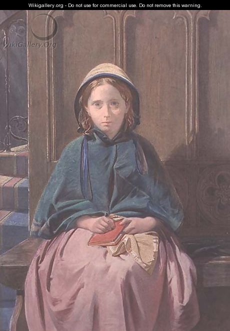 Portrait of a Girl Reading in a Church Pew, 1862 - David Roberts