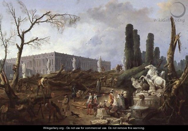 Tree Felling in the Garden of Versailles around the Baths of Apollo, 1775-77 - Hubert Robert