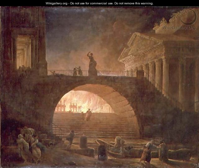 The Fire of Rome, 18 July 64 AD - Hubert Robert