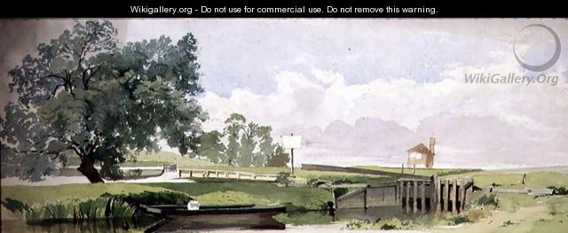 A Riverside Scene with a Lock, c.1860 - Edward W. Robinson