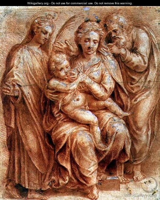 Holy Family with a Virgin Martyr - Giulio Romano (Orbetto)