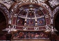 Camera delle Aquile, detail of ceiling showing a frieze of a battle between tritons and centaurs, a lunette above depicting mythological scenes and a framework of stucco decoration, 1528 - Giulio Romano (Orbetto)