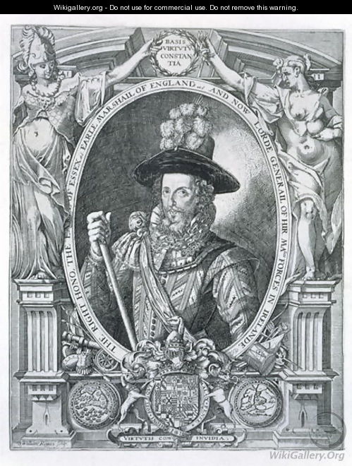 Portrait of Robert Devereux 1566-1601 2nd Earl of Essex, commemorating his Lord Lieutenancy of Ireland, 1599 - William Rogers