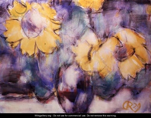 Sunflowers in a Vase - Christian Rohlfs