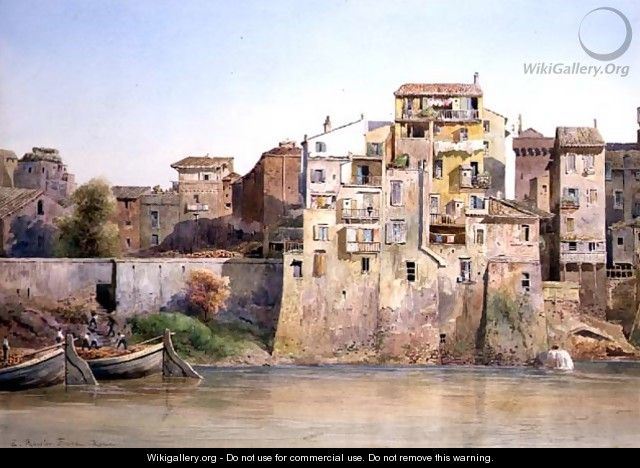 View of the Tevere a Monte Brianzo, Rome - Ettore Roesler Franz